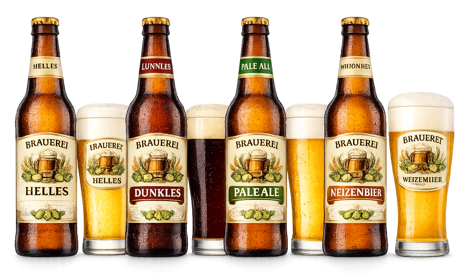 eine Gruppe von Bierflaschen